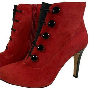 New Ros Hommerson 10.5 Womens Red Stiletto Pointed Semi Boots Ankle Booties